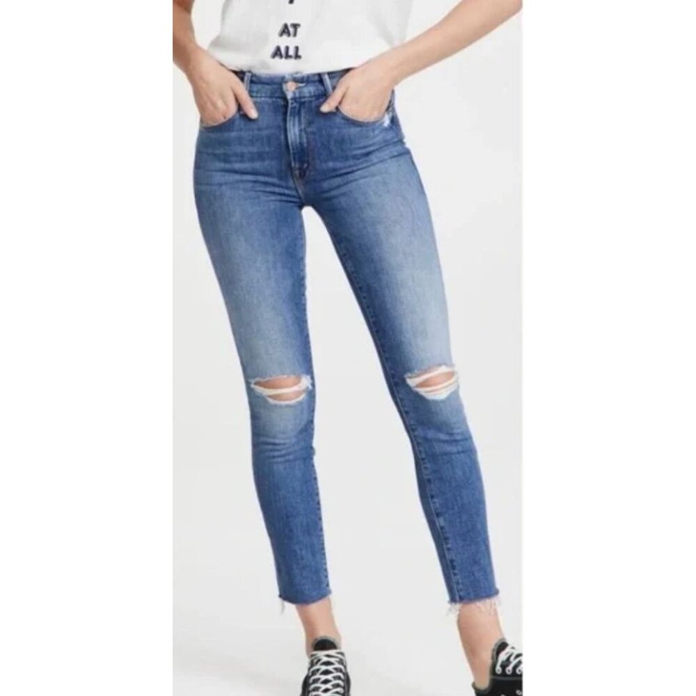 MOTHER Looker Ankle Fray Distressed Skinny Jeans Wicked and Wild-sz 29